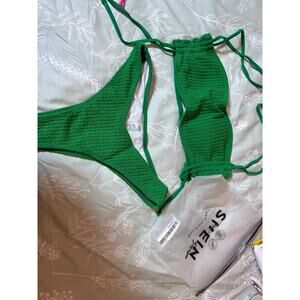 Green SHEIN cheeky bandeau top bikini small